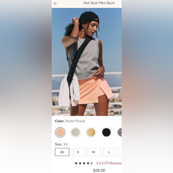 Free People Movement ~ Hot Shot Mini Skort ~ *NWT ~ Pastel Peach ~ XS ~ - Picture 3 of 12